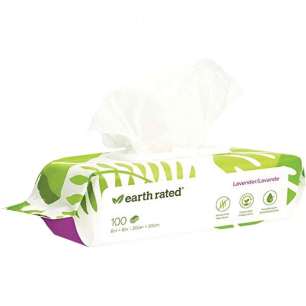 Earth Rated D Grooming Wipes Lavender 100ct