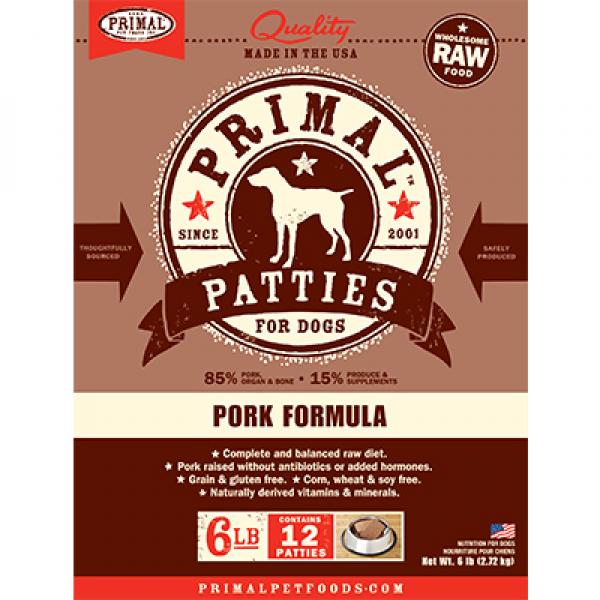 Primal D Raw Patties Pork 6lb