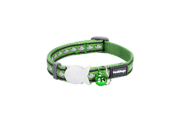 Red Dingo Cat Collar Reflective Green