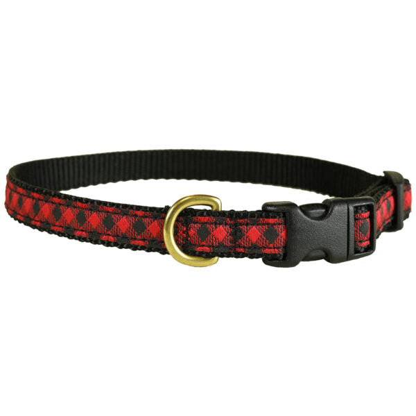Belted Cow D Collar Buffalo Plaid S 5/8"