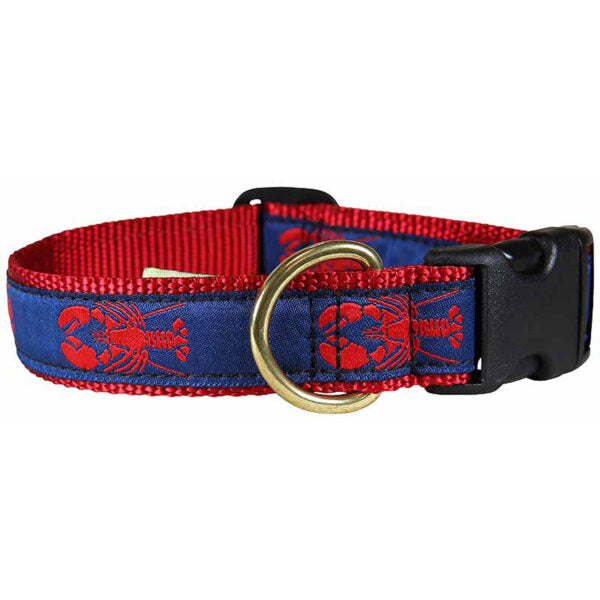 Belted Cow D Collar Blue w/Red Lobster L 1"