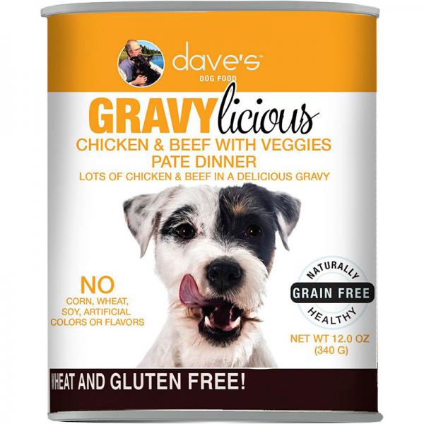 Dave's Pet Food D Can Gravylicious Chicken & Beef with Veggies Paté 12oz
