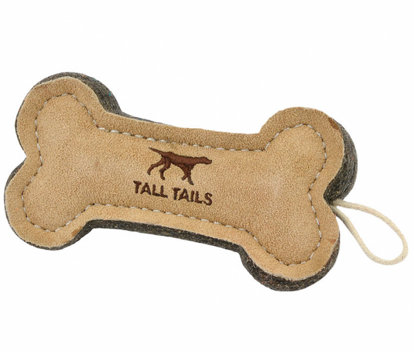 Tall Tails D Bone Tug Natural Leather 6"