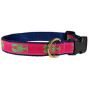 Belted Cow D Collar Raspberry w/Green Lobster L 1"