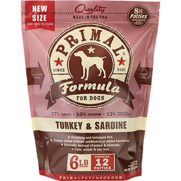 Primal D Raw Turkey/Sardine Patties 6lbs