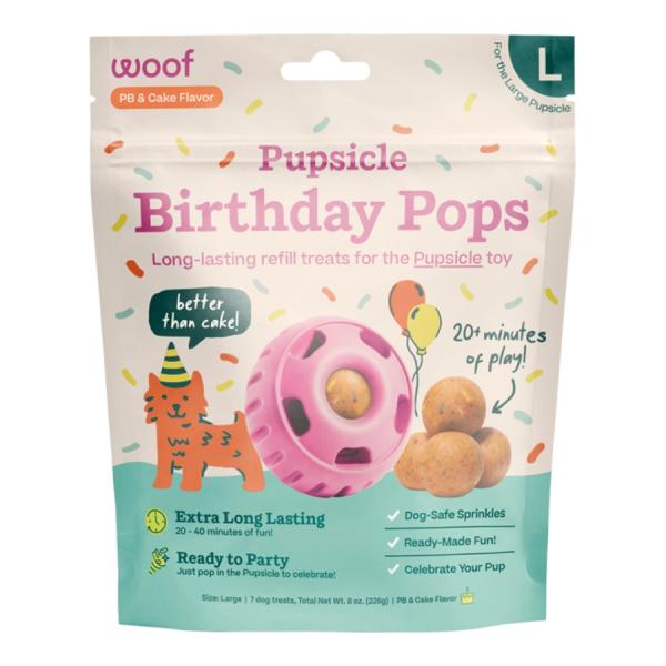 Woof D PB & Cake Pupsicle Birthday Pops L 8oz 7pk