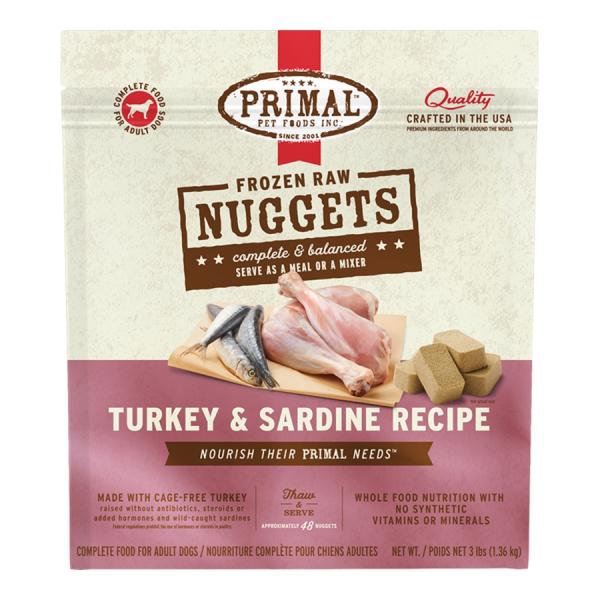 Primal D Raw Turkey/Sardine Nuggets 3lb
