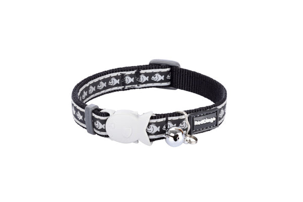 Red Dingo Cat Collar Reflective Black Fish