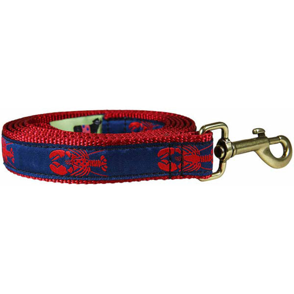 Belted Cow D Leash Blue w/Red Lobster 1"